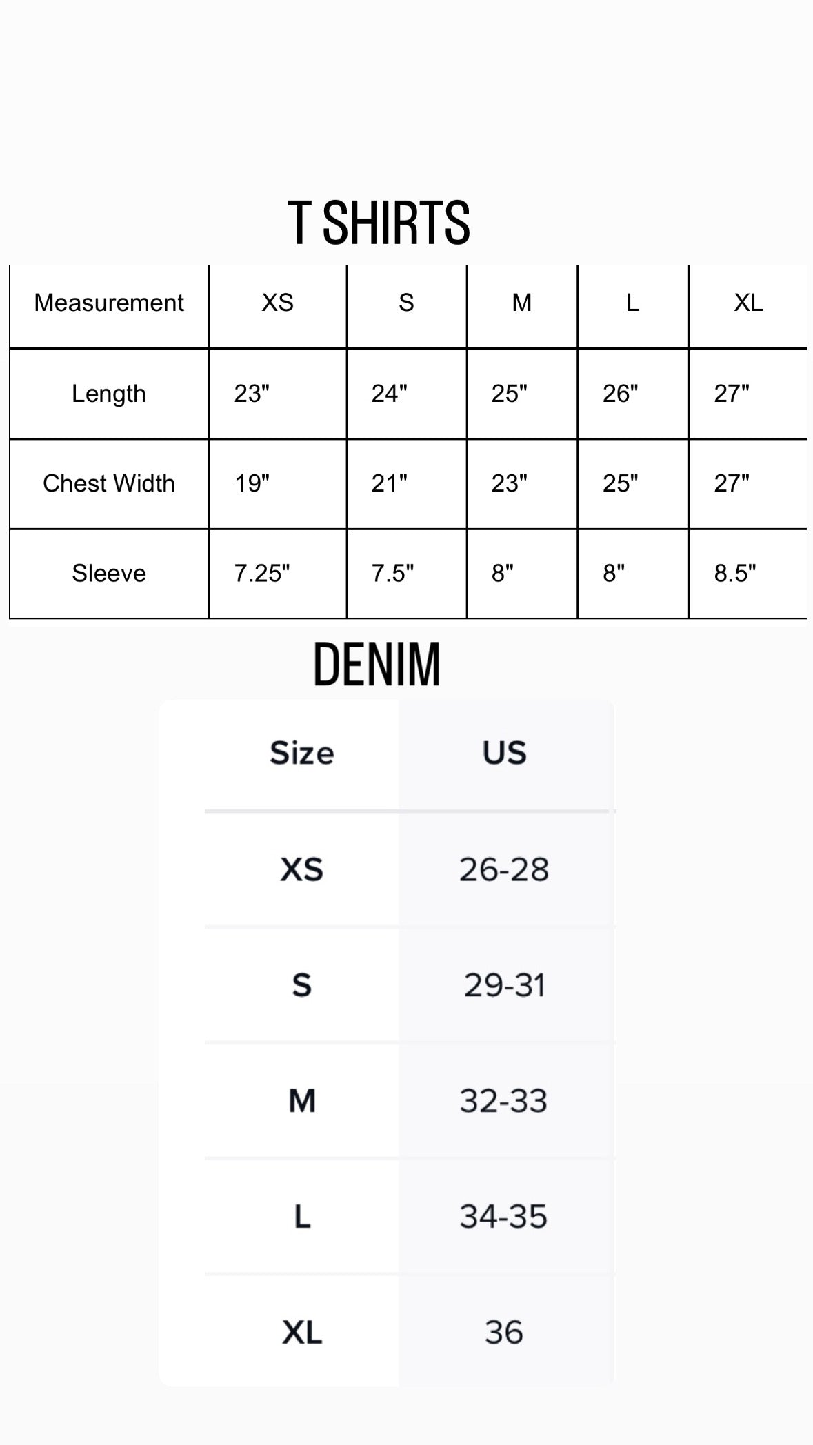 Size chart